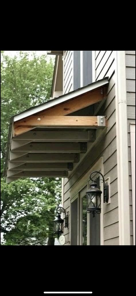 Diy Awning Ideas, Door Awning Ideas, Monkey Bars For Backyard, Wooden Awning, Over Door Canopy, Awning Over Door, Awning Ideas, Door Overhang, Awning Roof