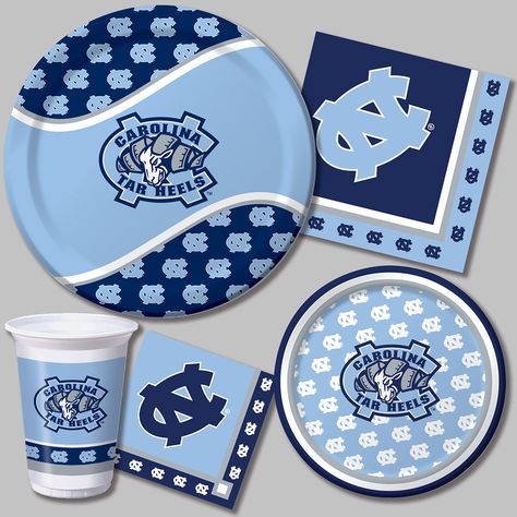 Tar Heels Football, Superbowl Party Decorations, Football Party Decorations, College Tailgating, Football Theme Party, Football Birthday Party, Unc Tarheels, Red Party, North Carolina Tar Heels