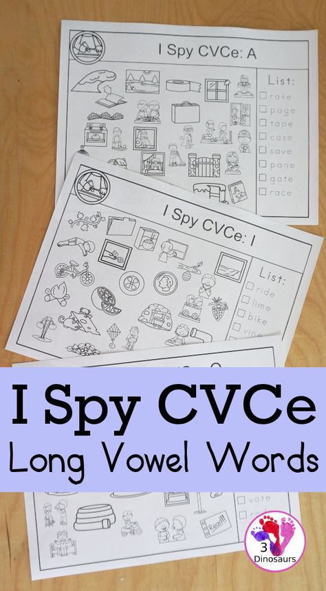 Cvc Cvce Worksheet, Long I Activities Kindergarten, Cvc And Cvce Activities, Long I Activities First Grade, Long Vowel Activities Kindergarten, Long A Worksheets 1st Grade, Long I Activity, Long A Activities Kindergarten, I Spy Cvc Words Free