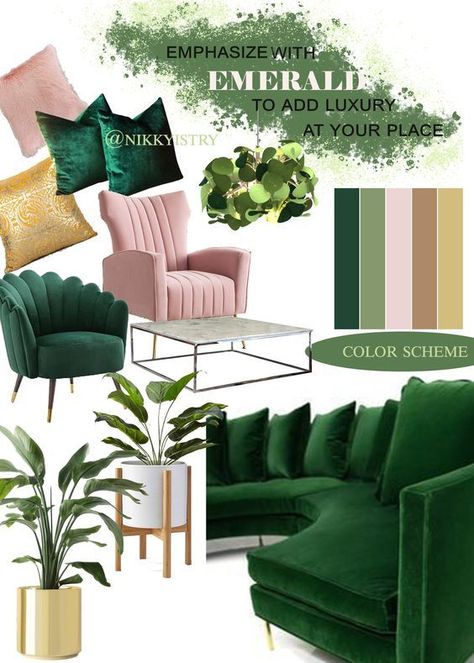 Green Bedroom Decor, Green Living Room Decor, Living Room Color Schemes, Salon Interior Design, Room Color Schemes, Living Room Green, Green Rooms, Bedroom Green, Decor Home Living Room