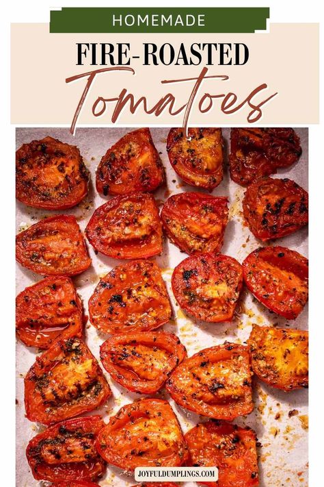 fire-roasted tomatoes Fire Roasted Tomatoes In Oven, Diy Diced Tomatoes, Roasted Plum Tomatoes Oven, Roasted Tomatoes To Freeze, Diy Fire Roasted Tomatoes, How To Can Fire Roasted Tomatoes, Oven Roasted Tomatoes For Canning, How To Fire Roast Tomatoes, How To Make Fire Roasted Tomatoes