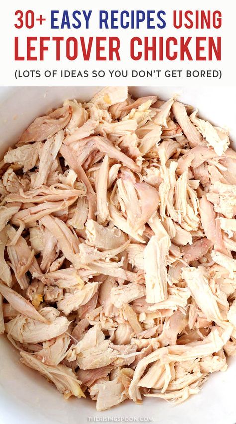 Wondering what to do with leftover cooked chicken? Here are 30+ easy recipes to inspire your next meal. Most are quick enough for weeknight dinners & use simple ingredients. And they work no matter the type of chicken you have (rotisserie, roasted, baked, boiled, pan-fried, grilled, etc.). Save this for when you need some new ideas! Recipe Using Leftover Chicken, Using Leftover Chicken, Leftover Chicken Recipes Easy, Boiled Chicken Recipes, Leftover Chicken Breast, Smoked Chicken Breast, Braised Chicken Breast, Chicken Recipe Air Fryer, Chicken Breast Crockpot Recipes