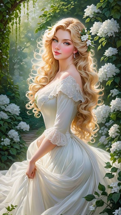 Oil painting of a captivating young woman with long by Claire Sean - Playground Fantasy Princess, Chic Art, Beautiful Fairies, Blonde Women, Iron Art, Style Mistakes, Fantastic Art, Digital Art Girl, Beautiful Fantasy Art