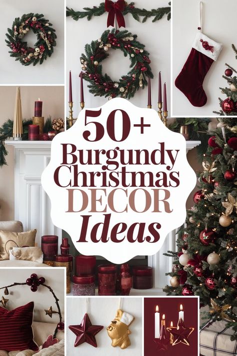 50+ Burgundy Christmas Decor Ideas Burgundy Christmas Decor, Burgundy Christmas, Window Dressing, Holiday Planning, Window Dressings, Elegant Christmas, Christmas Decor Ideas, Christmas Garland, Christmas Dinner