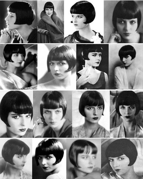 Vintage Bob Hairstyle, 1920 Hairstyles, 1920 Women, Flapper Hair, Bobbed Hair, Bed Hair, Vintage Bob, Louise Brooks, Old Hollywood Glam