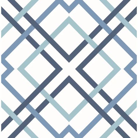 Ivy Bronx Shuman 33' L x 20.5" W Wallpaper Roll | Wayfair Modern Trellis Design, Quatrefoil Wallpaper, Lattice Wallpaper, Blue Geometric Wallpaper, Bath Wallpaper, Stained Glass Wood, Modern Trellis, Brewster Wallpaper, A Street Prints