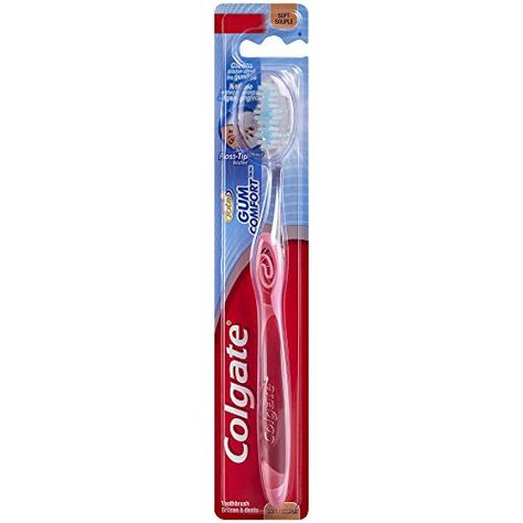 Colgate Gum Comfort Toothbrush with FlossTip Bristles Soft  Pack of 6 * Want to know more, click on the image. Colgate Toothbrush, Colgate Toothpaste, Manual Toothbrush, Dental Supplies, Oral Hygiene, Teeth Cleaning, Oral Care, 6 Pack, Brushing Teeth