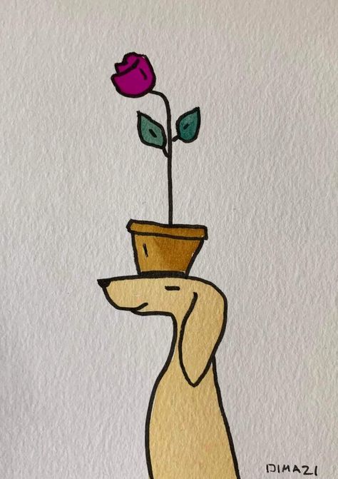 Drawing Easy Flowers Simple, Small Flower Doodles Simple, Things To Make On Canva, Notecard Drawings, Cute Sunflower Drawing, Flower Pot Doodle, Doodles With Markers, Cartoon Flowers Drawing, Cute Marker Drawings