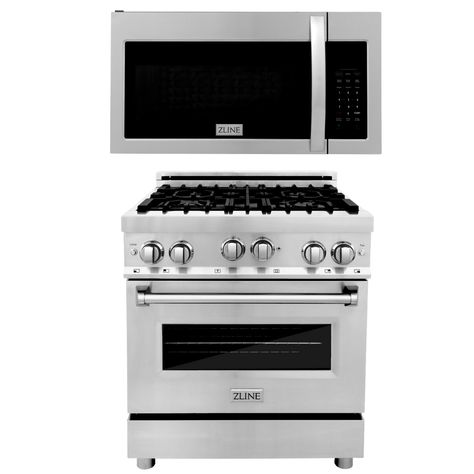 ZLINE 30" 2 Piece Autograph Edition Stainless Steel Range & Microwave #AmericaBestAppliances Over The Range Microwave, Dual Oven, Zline Kitchen, Professional Appliances, Convection Cooking, Microwave Convection Oven, Kitchen Appliance Packages, Outdoor Appliances, Stainless Steel Range