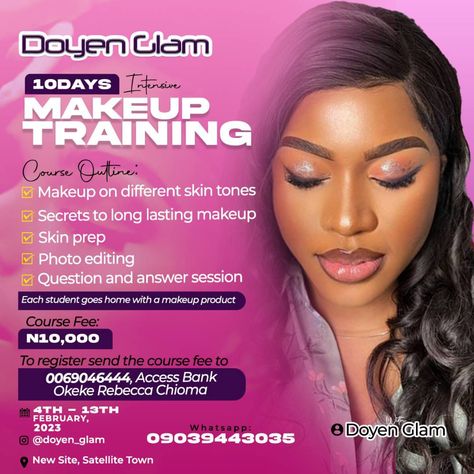 Training Flyer Design, Make Up Training, Makeup Content, Makeup Masterclass, Beauty Salon Posters, Face Charts, Makeup Training, Media Poster, Makeup Face Charts