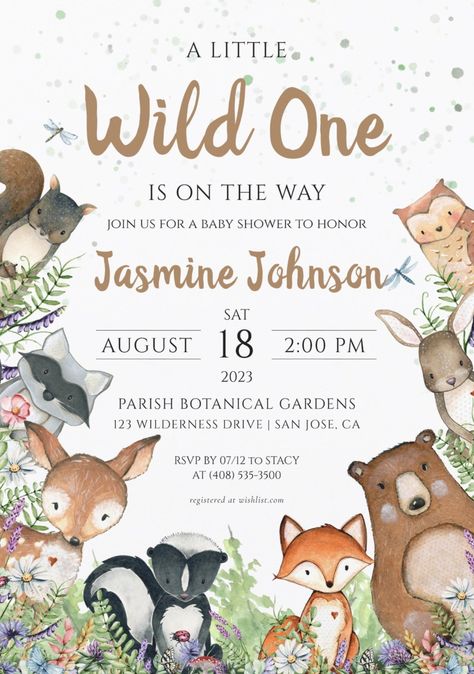 Woodland Baby Shower Theme Invitations, Woodland Theme Invitations, Forest Friends Baby Shower Ideas, Forest Baby Shower Ideas, Forest Friends Baby Shower, Woodland Forest Baby Shower, Woodland Invitation Birthday, Baby Party Themes, Forest Animal Baby Shower