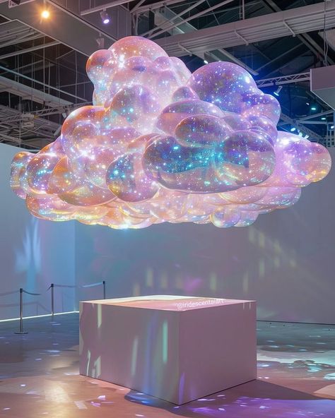 Iridescent Party, Cloud Theme, Exhibition Booth Design, Vital Signs, Inspire Me Home Decor, Rainbow Cloud, Event Themes, Art Installations, Shiny Things