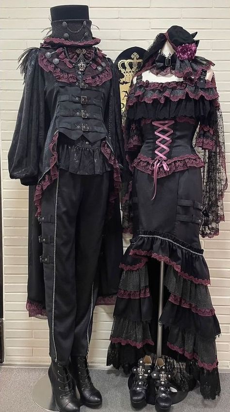 Victorian Goth Male Fashion, Masc Victorian Goth, Dark Royalty Outfits, 2 Men Pose Reference, Dark Feminine Aesthetic Clothes, Outfit Ideas Reference, Gothic Men Outfit, Ouji Fashion Outfits, Vkei Clothing