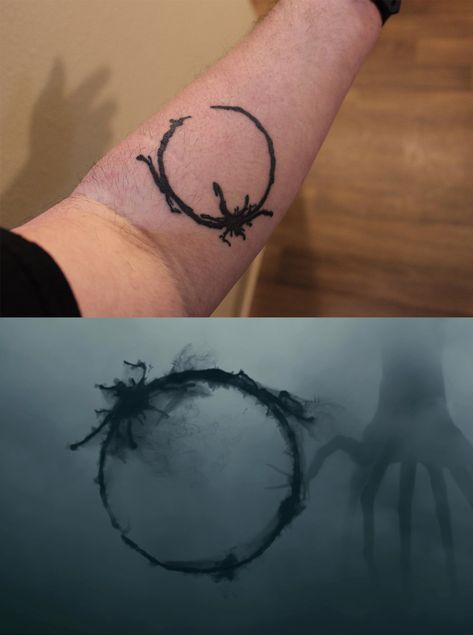 Current Arrival logogram tattoo "human?" and example screenshot of inky/cloudy effect from the movie, potentially helpful in integrating to the rest of the sleeve. Arrival Tattoo, Space Sleeve, Deathly Hallows Tattoo, Visual Effects, The Movie, Triangle Tattoo, Tattoo Ideas, Human, Tattoos