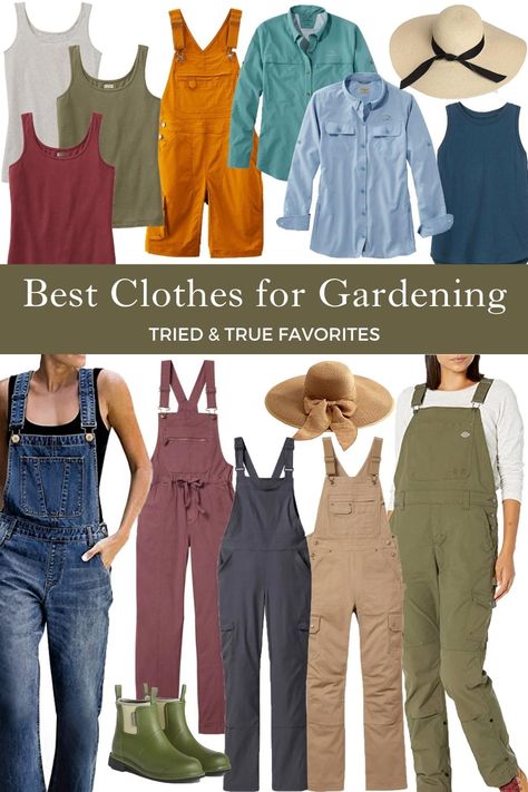 The Best Clothing for Gardening - Sugar Maple Farmhouse Gardening Pants, Gardening Clothes, Gardening Shoes, Garden Clothing, Garden Party Outfit, Garden Fashion, Farm Clothes, Gardening Outfit, Outfits Casuales