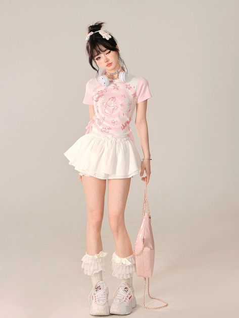 Cute Korean Fashion, Shimmery Dress, Korean Fashion Summer, Style Kawaii, Tiktok Fashion, Fashion Fail, Kawaii Fashion Outfits, Pink M, Pink Outfits