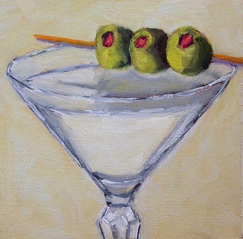 Martini Painting Easy, Martini Glass Painting, Martini Glass Art, Martini Painting, Martini Art, Asparagus Tart, Room Pics, Pastel Artwork, Beautiful Oil Paintings