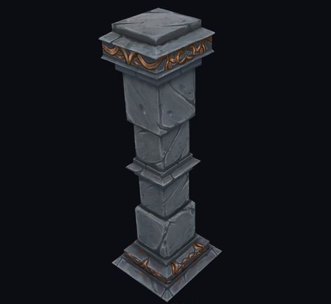 Pillar, Tom Kielski on ArtStation at https://www.artstation.com/artwork/JJog0 Pillar Concept Art, Column Ideas, Brick Pillars, Cube World, Wooden Columns, Dungeon Tiles, Game 2d, Ancient Tomb, Pillar Design