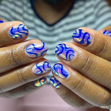 Jewel Nail Designs, Cobalt Nails, Colorful Nails Design, Stamp Nail Art, Nail Art Fun, Random Nails, Nail Design Glitter, New Years Nail Designs, Mens Nails