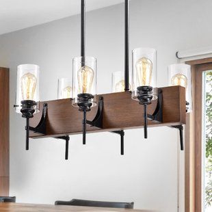 Foundry Select Cotaco 5-Light Kitchen Island Pendant | Wayfair Cool Floor Lamps, Kitchen Island Pendants, Wooden Beams, Simple Lighting, Wood Beams, Kitchen Island Lighting, Chandelier Ceiling Lights, Wood Accents, Gracie Oaks