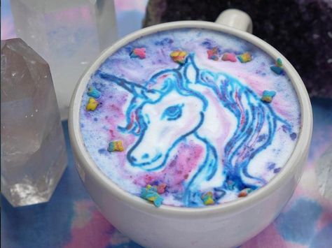 Brooklyn Coffee Shop, Unicorn Food, Unicorn Coffee, Unicorn Stuff, Unicorns And Rainbows, Unicorn Magic, Unicorns And Mermaids, Unicorn Foods, Food Spot