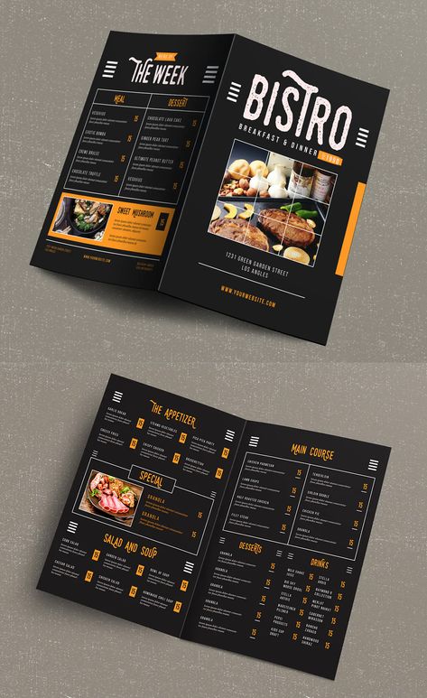 Rustic Bifold Restaurant Food Menu Template PSD, AI Grill Menu Design, Pub Menu Design, Restaurant Menu Design Ideas, Menu Design Ideas, Menu Engineering, Restaurant Menu Card, Travel Brochure Design, Brochure Food, Menu Card Design