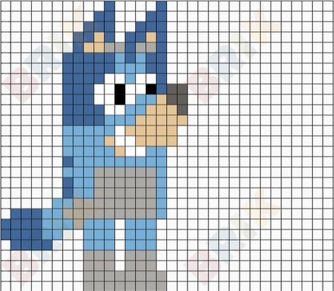 Bluey Perler Bead Patterns, Bluey Pixel Art, Duplicate Stitch, Black Building, Kids Printables, Circular Knitting Machine, Perler Ideas, Blue Building, Pixel Art Templates