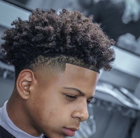 Haircuts For Black Men, Taper Fade Curly Hair, Black Boys Haircuts, Black Men Haircut, Drop Fade Haircut, Black Hair Cuts, Curly Hair Fade, Men Haircut Curly Hair, Mens Facial Hair Styles