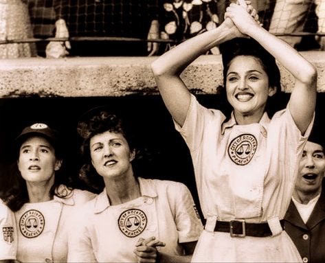 Helen Haley, 1st base; Vivian Ernst, 2nd base; and Mae Mordabito, center fielder, 1943 Rockford Peaches Desperately Seeking Susan, Rockford Peaches, Baseball Movies, Rosie Odonnell, Sports Movie, Cinema Art, Baseball Women, Womens History Month, Tom Hanks