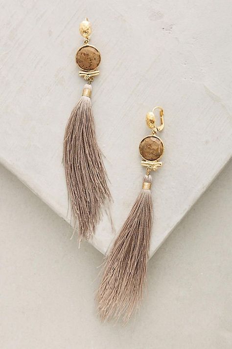 Designer Bracelets, Geode Earrings, Tassel Drop Earrings, Tassel Jewelry, Best Jewelry Stores, Leather Wrap Bracelet, Bijoux Diy, Jewelry Inspo, Gold Hoop Earrings