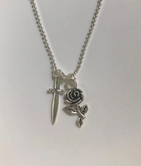 Larry rose and dagger necklace Gothic Necklace-Medieval Style-Alternative Aesthetic Jewelry- Goth Rose And Dagger, Dagger Necklace, Jewelry Goth, Alternative Aesthetic, Necklace Gothic, Medieval Style, Aesthetic Jewelry, Gothic Necklace, Medieval Fashion