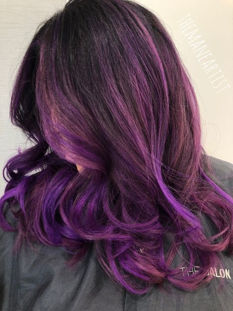 Fantasy Ombre Hair, Balayage Hair Fantasy Color, Warm Purple Hair, Handpainted Balayage, Fashion Hair Color, Mauve Fashion, Pastel Purple Hair, Fantasy Hair Color, Hello Hair