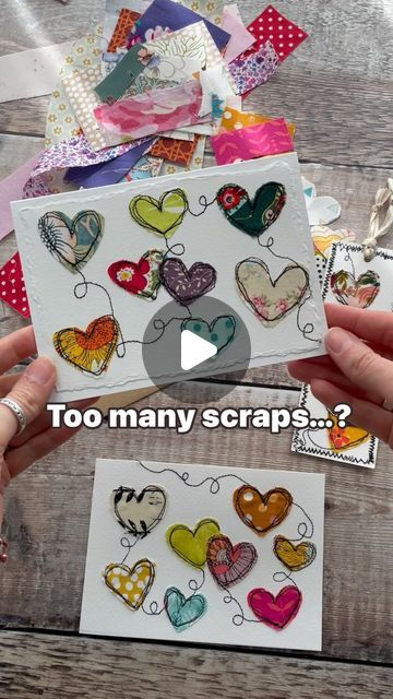 Mira on Instagram: "I had SO much fun having a little play around with my free motion foot and these sketched hearts were perfect to turn into a birthday card afterwards.  If you fancy having a doodle, too, you can watch the process video on my YouTube channel (link in bio).   I hope you’ll enjoy this as much as I did!  🙋‍♀️.. off to do some more doodling 🪡🧵  #freemotion #freemotionembroidery #freemotionstitching #freemotionsewing #freemotionapplique #freemotionmachineembroidery #paintingwiththread #bluebellhillcrafts #fabrichearts #sewingonpaper #fabricscraps #fabricscrapsproject #appliqué #applique #sketched #fabricpostcards #fabriccards #creativesewing #sewinginspiration #modernsewing #modernembroidery #machineembroidery #sewcute #learningtosew #sewingtutorial #sewingtutorials" Free Motion Cards, Free Motion Embroidery Ideas, Free Motion Applique, Free Motion Embroidery Designs, Free Motion Embroidery Applique, Machine Embroidery Christmas, Freehand Machine Embroidery, Heart Breaker, Sewing Cards