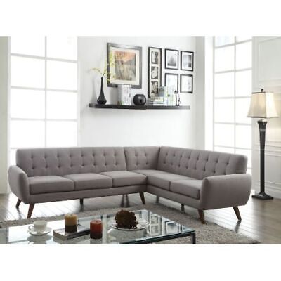 (eBay) ACME Essick Sectional Sofa in Light Gray Linen 52765 Tufted Sectional Sofa, Mid Century Sectional, Linen Sectional, Tufted Sectional, Contemporary Sectional Sofa, Furnitur Ruang Keluarga, Grey Sectional Sofa, Sofa L, Fabric Sectional Sofas