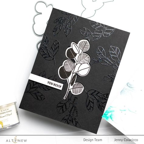 Clean And Simple Cards, Heat Embossing, Simple Texture, Dark Ink, Leaf Images, Card Making Kits, Tone On Tone, Watercolor Leaves, Alcohol Markers