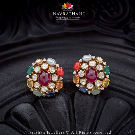 Navratan Set, Jewellery Designing, Fashionable Saree, Big Stud Earrings, Jewel Earrings, Wardrobe Interior, Fashionable Saree Blouse Designs, Diamond Wedding Jewelry, Cocktail Earrings