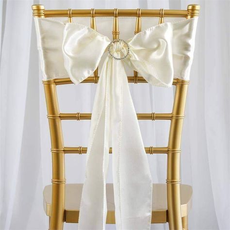 5 pack - 6"x106" Ivory Satin Chair Sashes Chair Covers Party, Wedding Chair Sashes, Party Chairs, Chair Bows, How To Tie Ribbon, Chair Sash, Bow Sash, Chair Sashes, Bow Tie Wedding