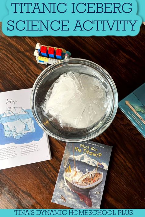 Free Titanic Activity | Unlocking The Mystery Of Iceberg Science. I have some fantastic free Titanic activity ideas. Also, look at my post Free Titanic Lapbook and Fun Homeschool Unit Study Ideas. We are unlocking the mystery of iceberg science by making a mini iceberg model. The Titanic was sunk because it collided with an iceberg on the 14th of April 1912 in the North Atlantic Ocean. This supposedly unsinkable ship was taken out by a piece of ice floating above the water, or was it? Titanic Activities 3rd Grade, Titanic Science Experiment, Titanic Stem Activities, Titanic Unit Study, Titanic School Project For Kids, Titanic Project For Kids, Titanic Activities For Kids, Titanic Crafts For Kids, Iceberg Craft