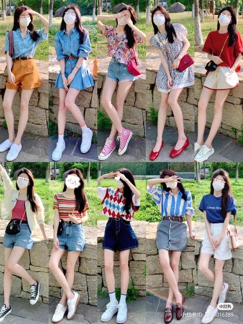 Amusement Park Outfit Korean, Outfits For Amusement Parks, Korean Outfits Summer, Amusement Park Outfit Summer, Bangkok Outfit, Amusement Park Outfit, Cute Korean Outfits, Park Outfit, Casual Ootd