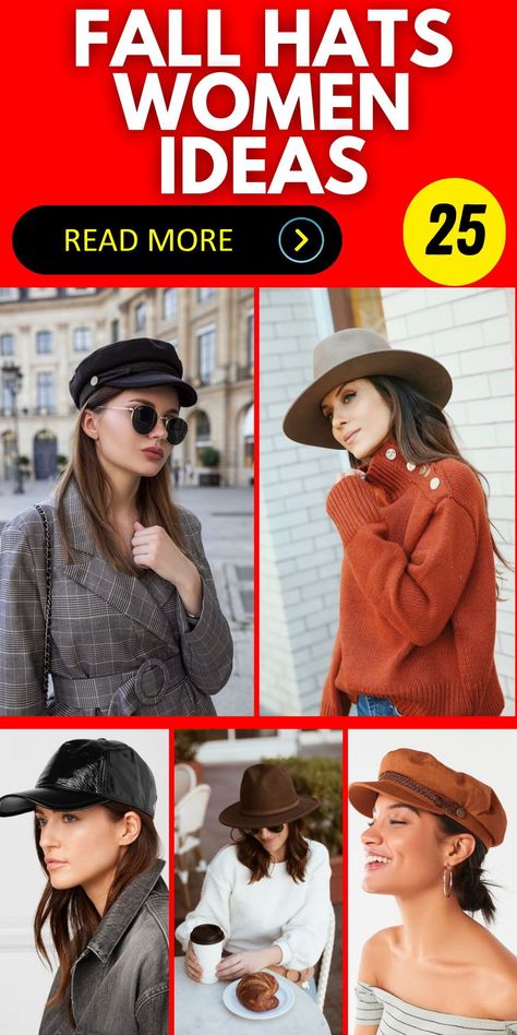 The fall hats women are choosing for 2024 showcase a blend of vintage charm and modern style. With options ranging from black fedoras to handcrafted crochet hats, there’s something for every fashion-forward woman. Enhance your autumn outfits with these stylish accessories, perfect for both casual and formal occasions. Explore different types of hats to find the perfect addition to your wardrobe, making every outfit look cute and well-put-together. Hats Style For Women, Fall Hats For Women Outfits, Hats For Women Outfits, Fall Hats For Women, Crochet Styles, Black Fedora, Types Of Hats, Hats Women, Fall Hats