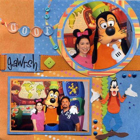 Goofy Right Page Goofy Scrapbook Layouts, Goofy Friends, Paper Bag Scrapbook, Scrapbook Disney, Fab 5, Disney Layouts, Lay Outs, Love Scrapbook, Disney Scrapbooking Layouts