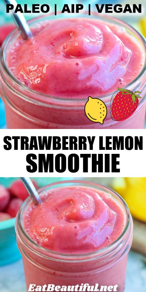 Strawberry Lemon Smoothie is super tart from fresh lemon juice, and it's rich with creamy strawberries. It's as much a healthy slushie as it is a smoothie -- full of tropical vibes and popping with flavor! Strawberry And Lemon Smoothie, Strawberry Lemonade Smoothie Recipe, Strawberry Lime Smoothie, Lemon Twist Strawberry Smoothie King, Smoothie Recipes Lemon, Sour Smoothie Recipes, Smoothies With Frozen Fruit Recipes, Fresh Fruit Smoothie Recipes Blenders, Scooters Strawberry Smoothie Recipe