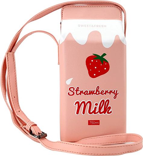 Ondeam Strawberry Milk Box CrossBody Purse Bag,PU Phone Shoulder Wallet for Women Girl(CaoM): Handbags: Amazon.com Wallets For Girls, Crossbody Phone Purse, Milk Box, Best Crossbody Bags, Bagged Milk, Girls Unique, Buckle Bags, Wallet For Women, Unique Purses