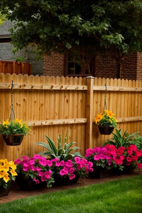 Budget Backyard Landscaping, Hanging Plants On Fence, Garden Oasis Ideas, Corner Landscaping, Backyard Flowers Beds, Small Backyard Pool, Fire Pit Seating Area, Cheap Pool, Garden Layouts