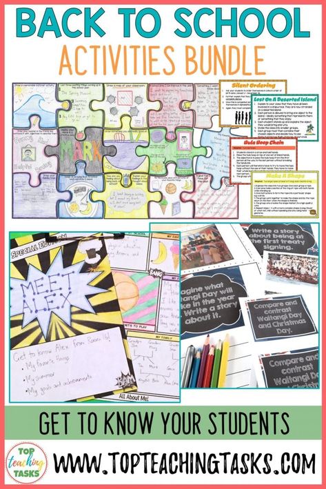 Back to School Activities. Your upper primary students are going to love this B2S activity pack. Let students get to know one another better with these introduction activities. Your Year 4, Year 5 or Year 6 class will love these dynamic, engaging resources. It has all about me, goals & achievements, best friends, summer memories, and more included. Start with a meaningful, fun activity on the first day of school! Introduction Activities, Get To Know Your Students, Get To Know You Activities, All About Me Activities, Classroom Hacks, 6 Class, About Me Activities, Classroom Culture, Inclusion Classroom