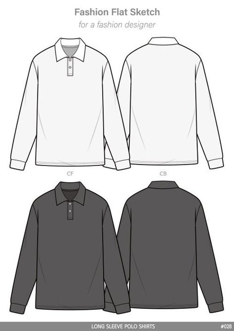 POLO SHIRTS long sleeve Fashion flat technical drawing vector template Menswear Sketch, Fashion Portfolio Layout, Fashion Design Drawing, Flat Pattern, Illustrator Vector, Technical Drawings, Flat Sketches, Drawing Vector, Long Sleeve Fashion