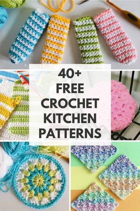 Crochet Ideas For Kitchen, Crochet Kitchen Accessories Patterns, Crochet Patterns Household, Crochet For Kitchen Ideas, Free Kitchen Crochet Patterns, Oven Mit Crochet Pattern, Easy Crochet Kitchen Projects, Easy Crochet Kitchen Towels, Crochet Patterns For The Home