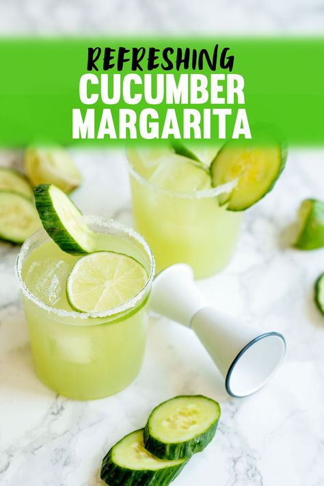 Unique Cucumber Lime Margarita Recipe for Cinco de Mayo. Great Summer Tequila Cocktail Recipe. #CincoDeMayo #Margarita #Cocktail Cucumber Margarita Recipe, Lime Margarita Recipe, Cucumber Margarita, Margarita Cupcakes, Flavored Margaritas, Tequila Cocktail, Lime Margarita, Mango Margarita, Delicious Drink Recipes