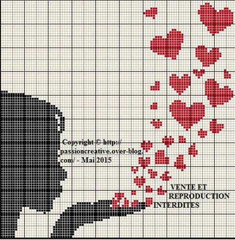 Grille gratuite point de croix : Femme et envolée de coeurs - Le blog de Isabelle Cross Stitch Silhouette, Cross Stitch Love, Pola Kristik, Cross Stitch Heart, Needlework Patterns, Crochet Cross, Needlepoint Patterns, Cross Stitch Fabric, Crochet Chart