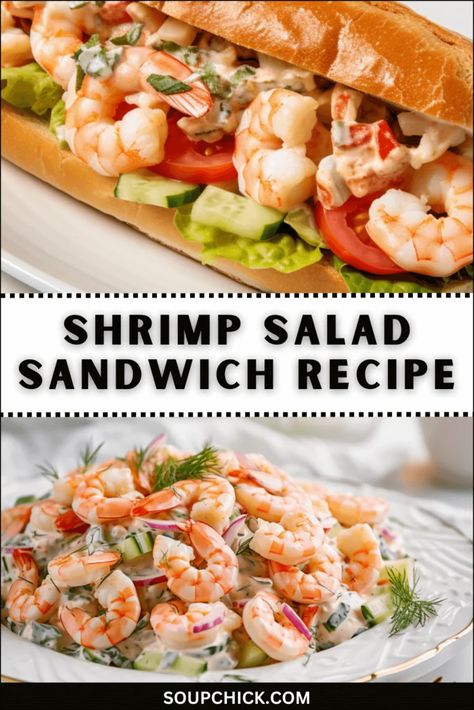 Shrimp Salad Sandwich Recipe Shrimp Blt Sandwich, Shrimp Sandwich Recipes, Watercress Sandwich, Shrimp Salad Sandwich, Blt Sandwich Recipes, Blt Recipes, Pizza Salad, Healthy Shrimp, Homemade Sandwich